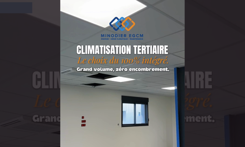 Climatisation industrielle gaine textile et cassettes bureaux Minodier EGCM.