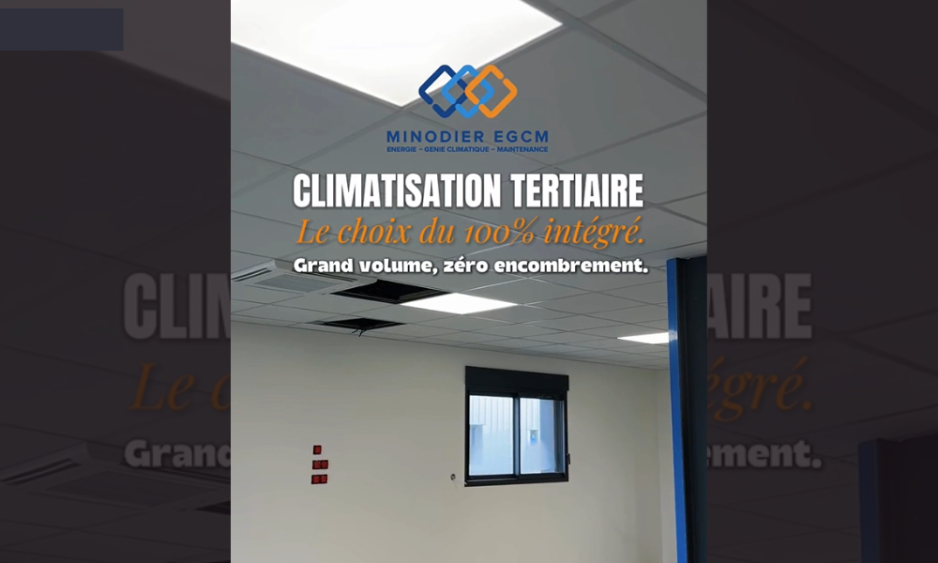Climatisation industrielle gaine textile et cassettes bureaux Minodier EGCM.